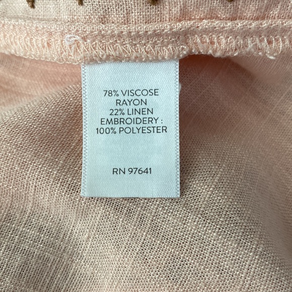 J.Jill Peach Embroidered Linen Top - Picture 8 of 8